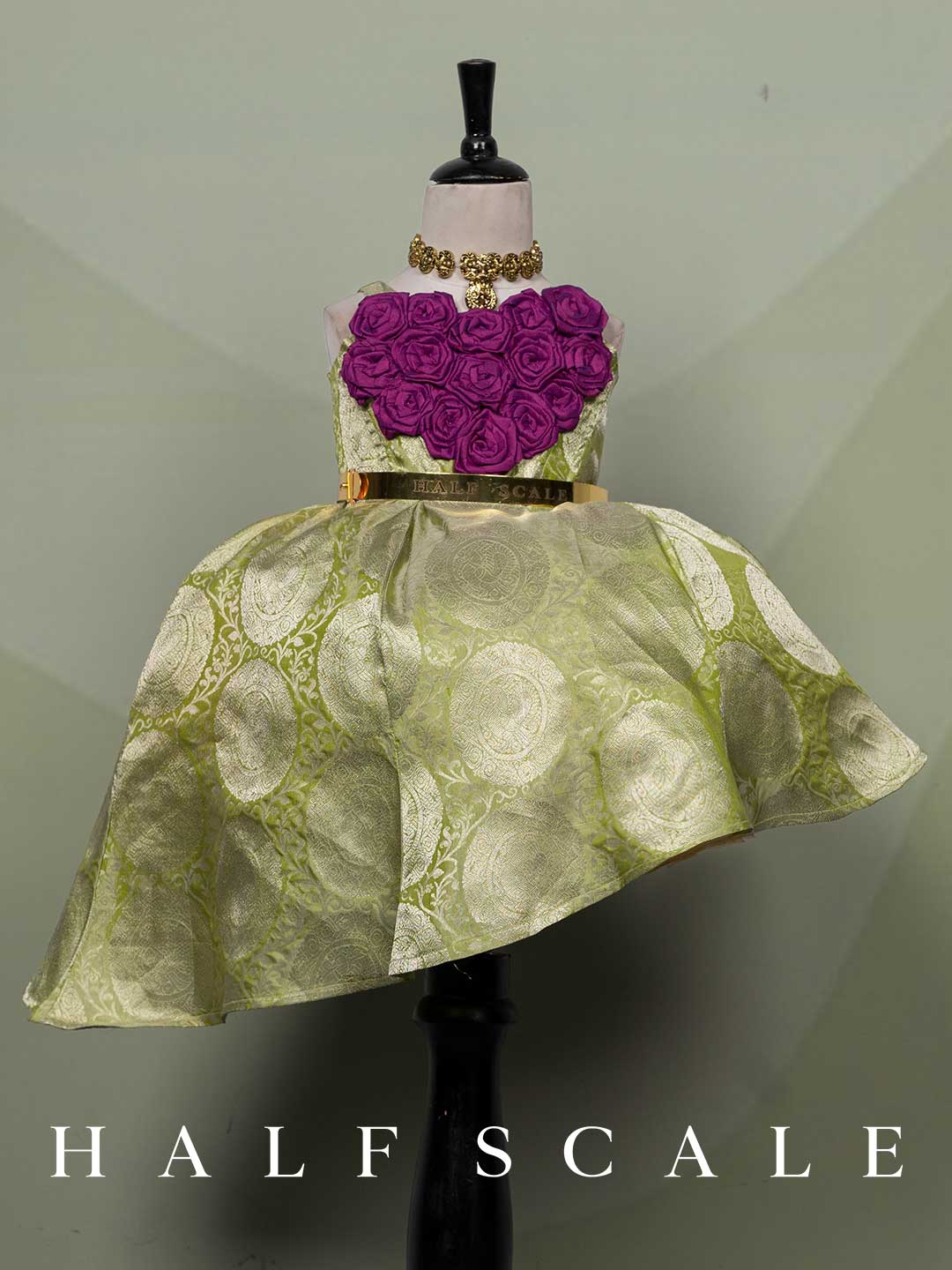 Pistachio Rosette Kanjivaram Silk Gown