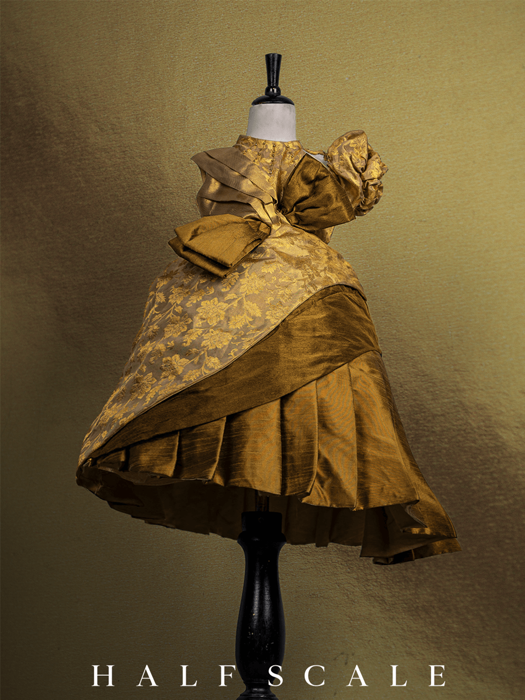 Grandeur Gold Augustan Kanjivaram Silk Gown | cute baby girl in fairy dress Half Scale