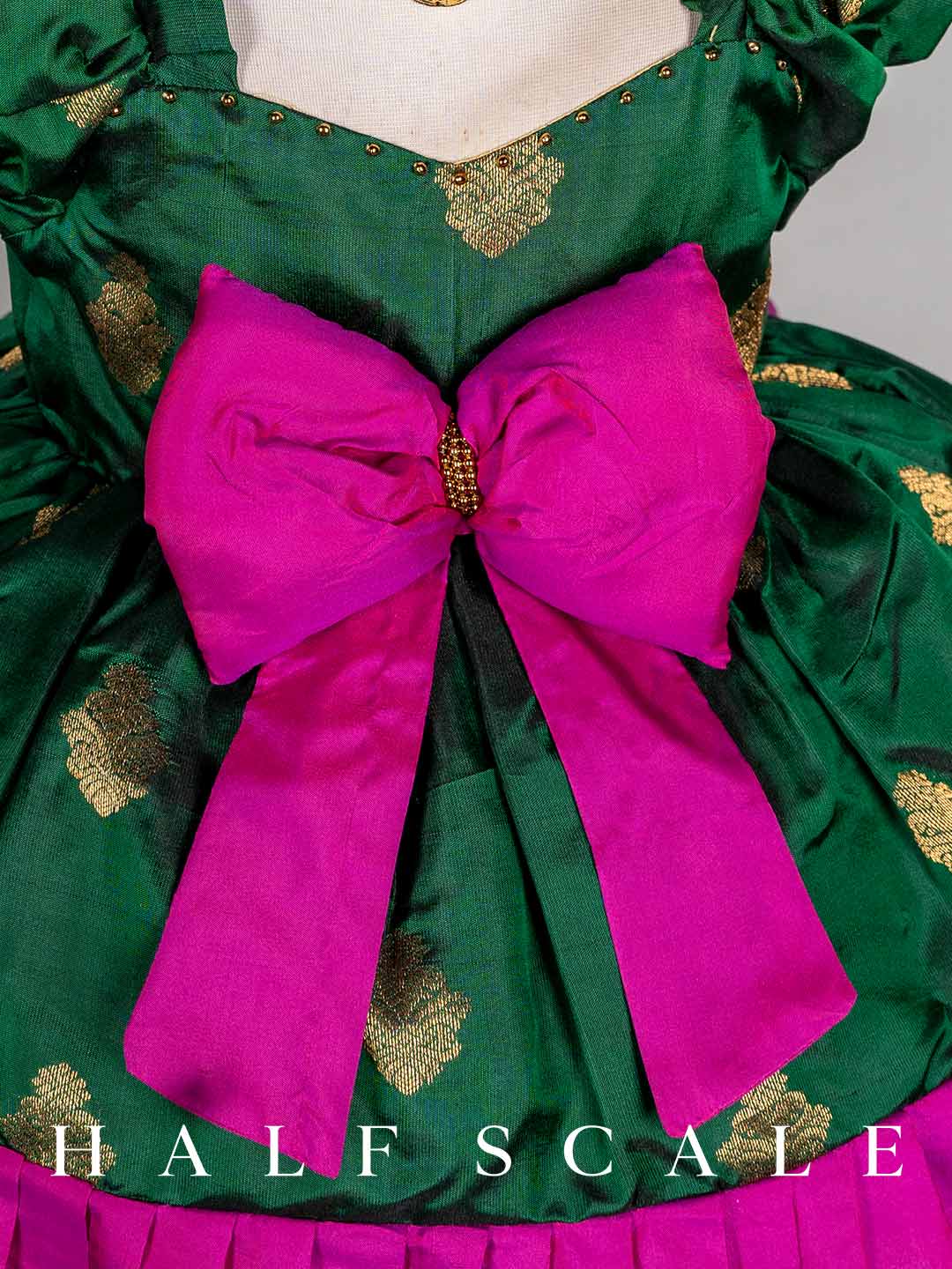 TieUp Silk Frock For New Born Girls  Brocade Yoke Designer Traditional  Wear  The Nesavu  The Nesavu