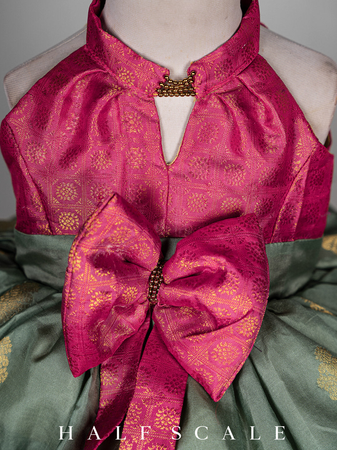 Fandango Pink Two Tiered Kanjivaram Silk Gown