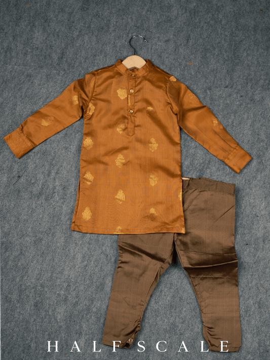 Honey Kanjivaram Silk Kurta Set Clothing Half Scale