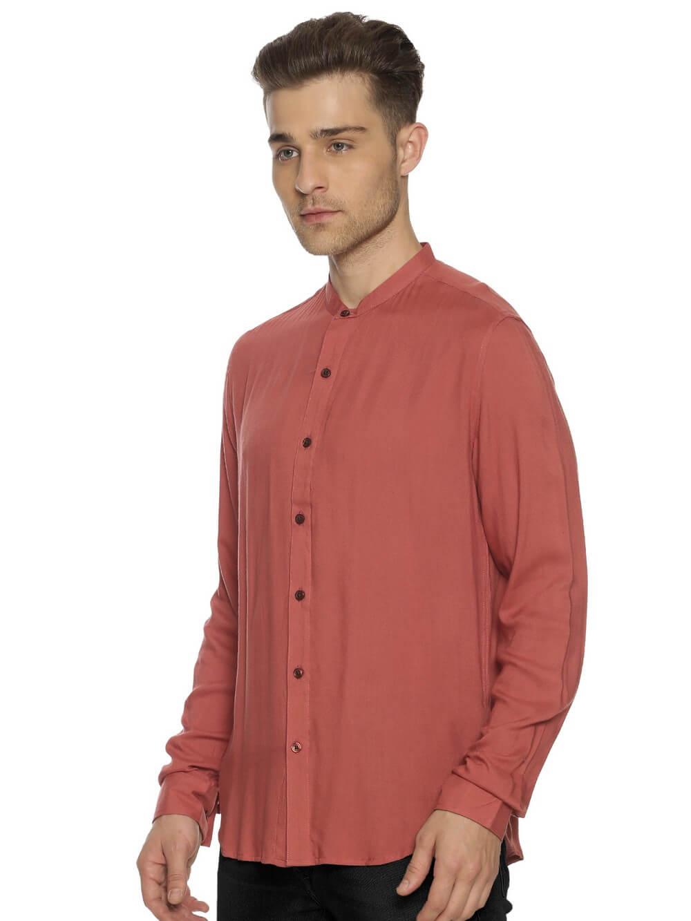 Rayon Pale Peach Ultra Soft Skinny Fit Full Sleeve Shirt WeaversKnot 