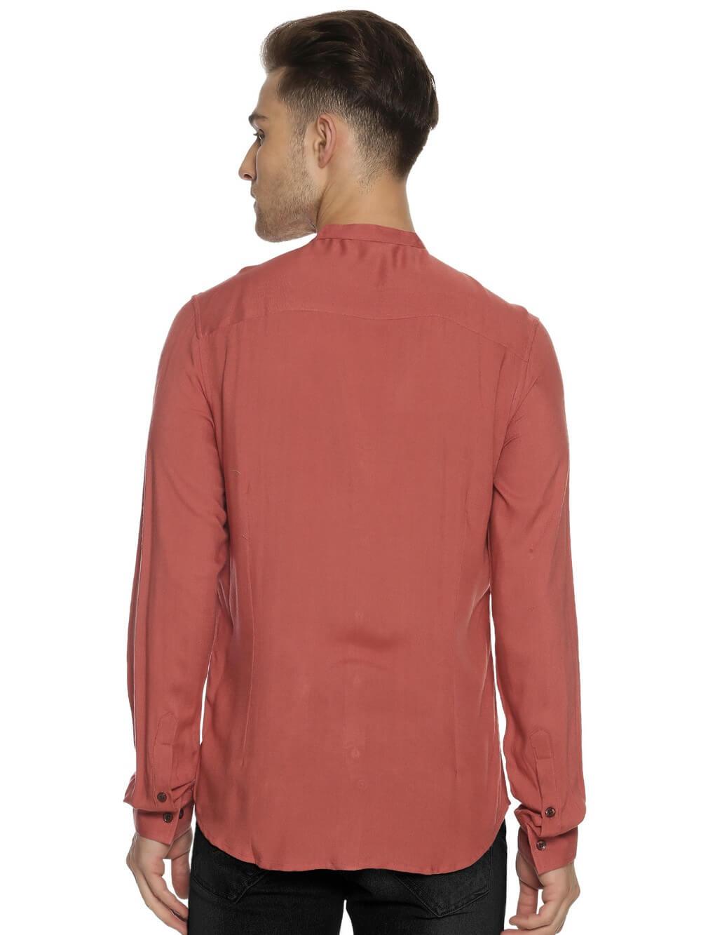 Rayon Pale Peach Ultra Soft Skinny Fit Full Sleeve Shirt WeaversKnot 