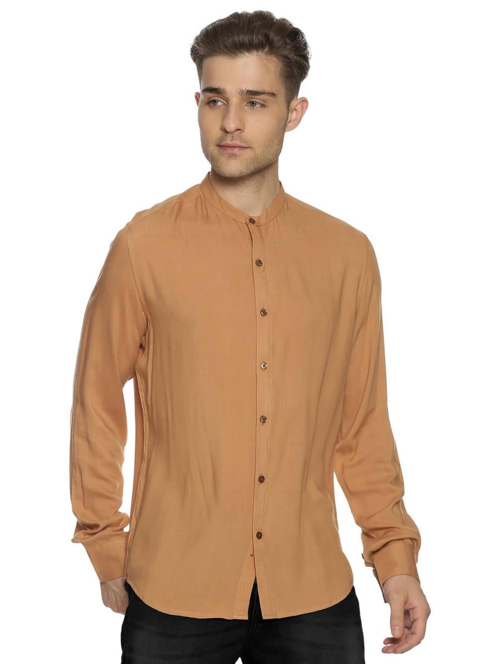 Rayon Sepia Ultra Soft Skinny Fit Full Sleeve Shirt WeaversKnot 