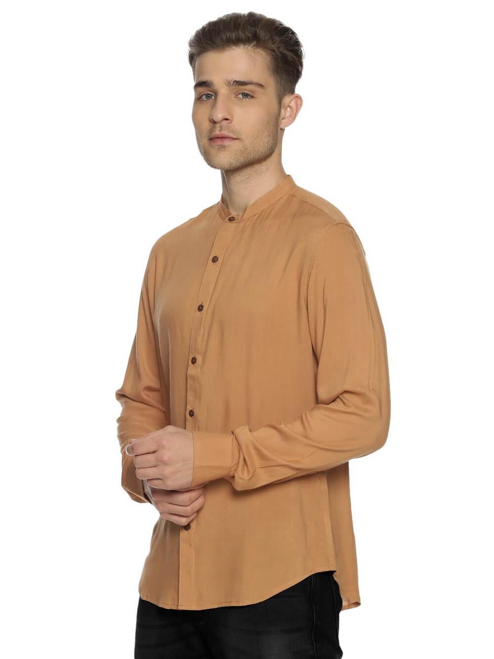 Rayon Sepia Ultra Soft Skinny Fit Full Sleeve Shirt WeaversKnot 