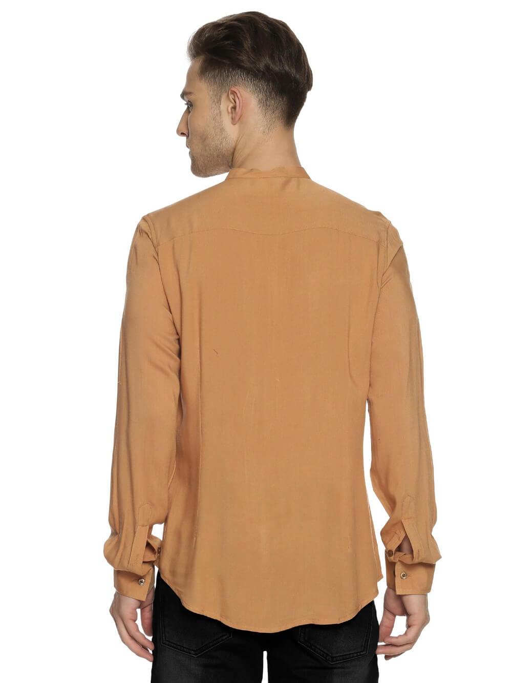 Rayon Sepia Ultra Soft Skinny Fit Full Sleeve Shirt WeaversKnot 