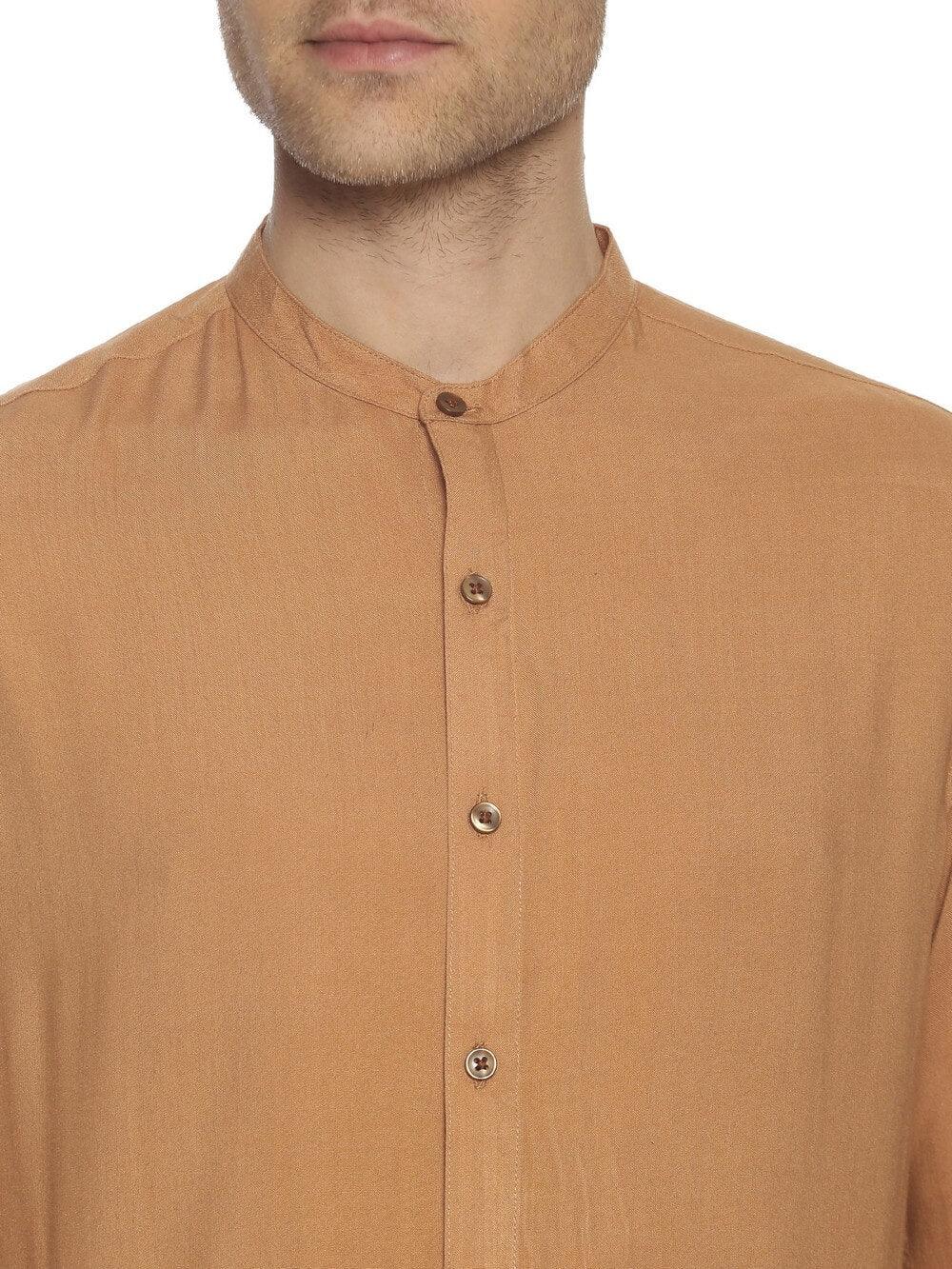 Rayon Sepia Ultra Soft Skinny Fit Full Sleeve Shirt WeaversKnot 