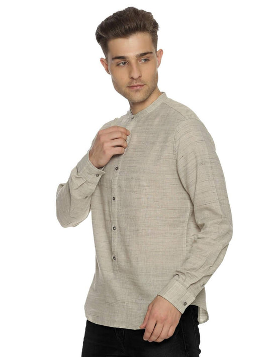 Handloom Woven Gray Men Slim Fit Shirt WeaversKnot 