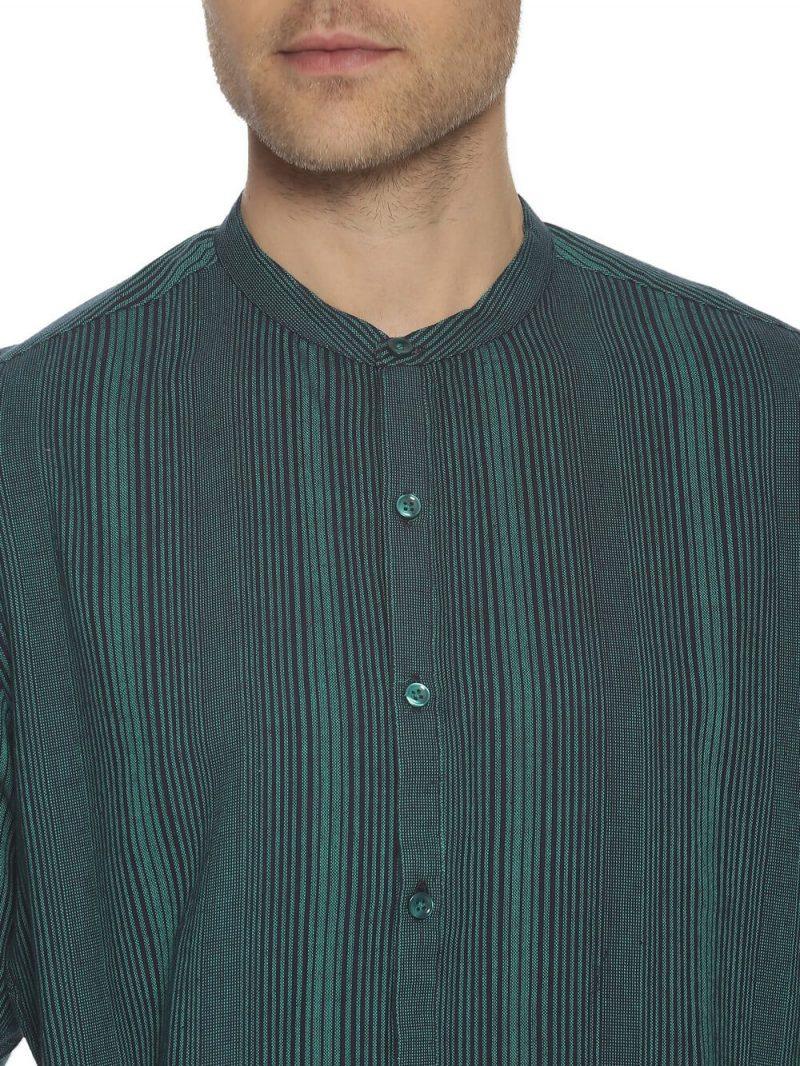 Jacquard Woven Teal Men Slim Fit Full sleeves Shirt WeaversKnot 